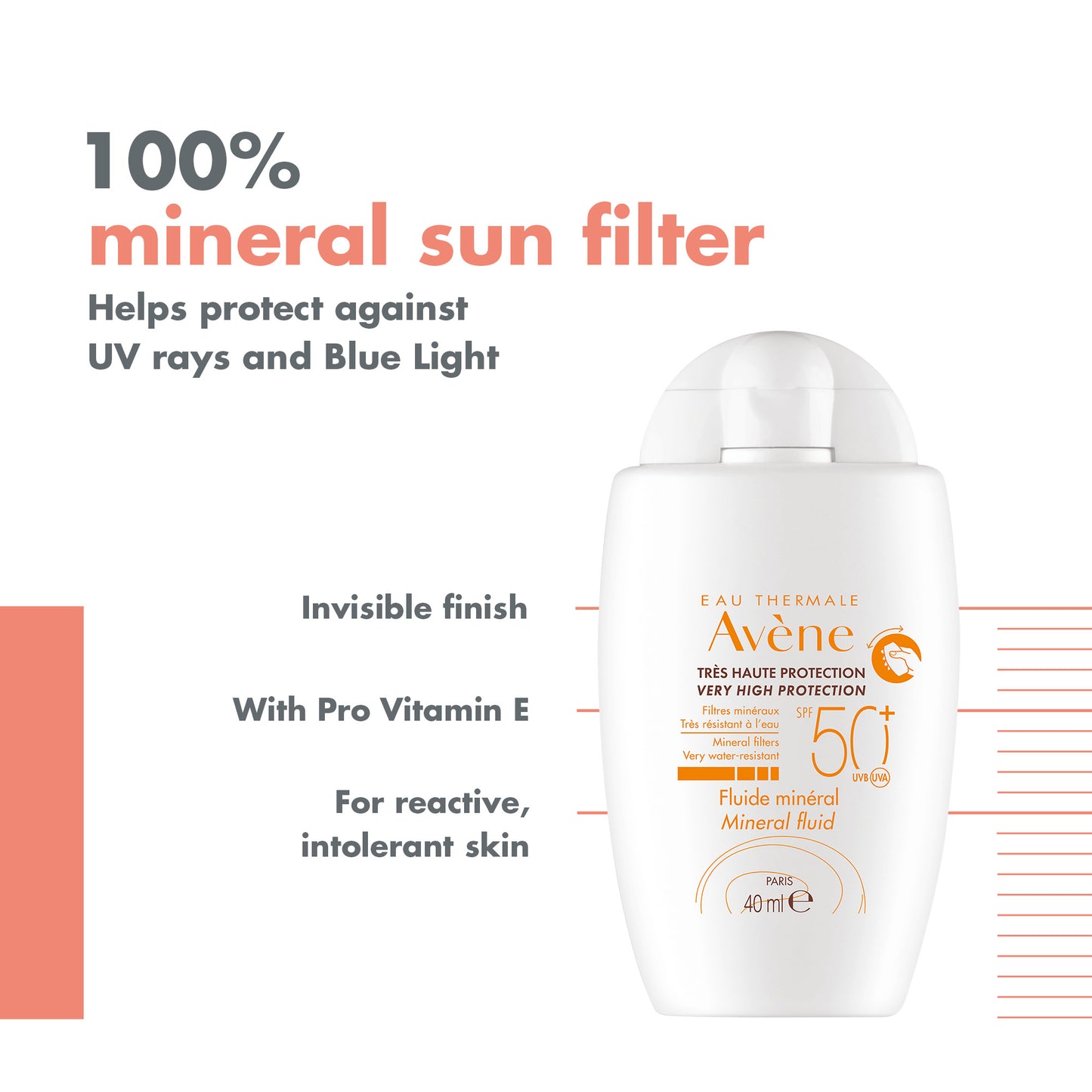 Avène Very High Protection Mineral Fluid SPF50+ Sun Cream for Intolerant Skin