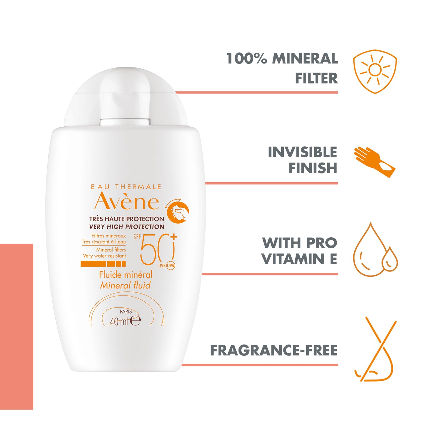 Avène Very High Protection Mineral Fluid SPF50+ Sun Cream for Intolerant Skin