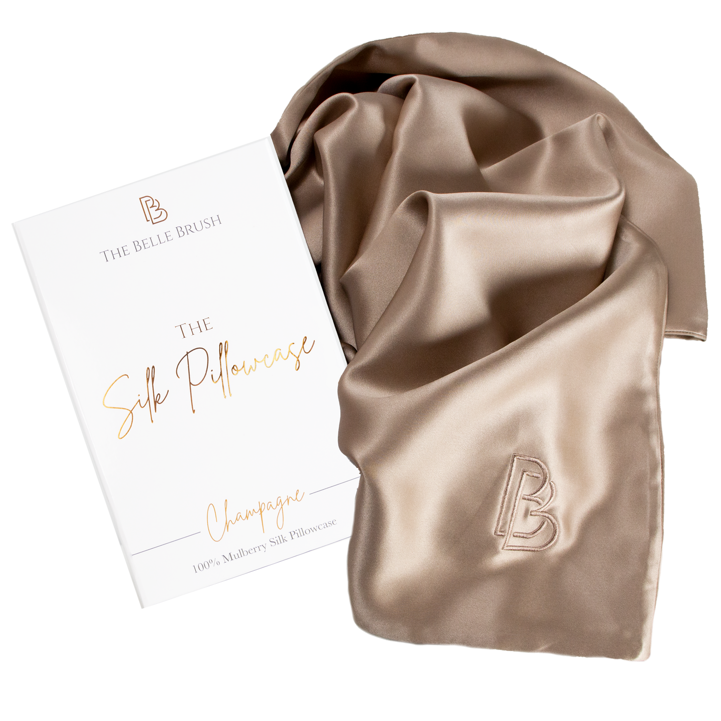 The Belle Brush Silk Pillowcase - Champagne