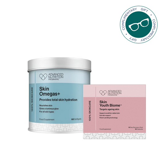 Complimentary 10 pack Skin Youth Biomes when you purchase Skin Omegas+
