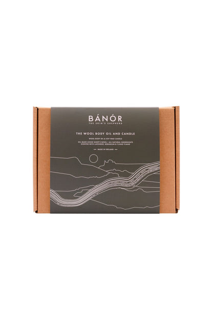 Bánór Wool Body Oil with Candle Gift Set
