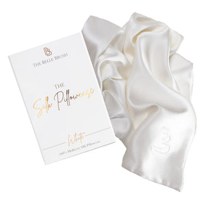 The Belle Brush Silk Pillowcase - White