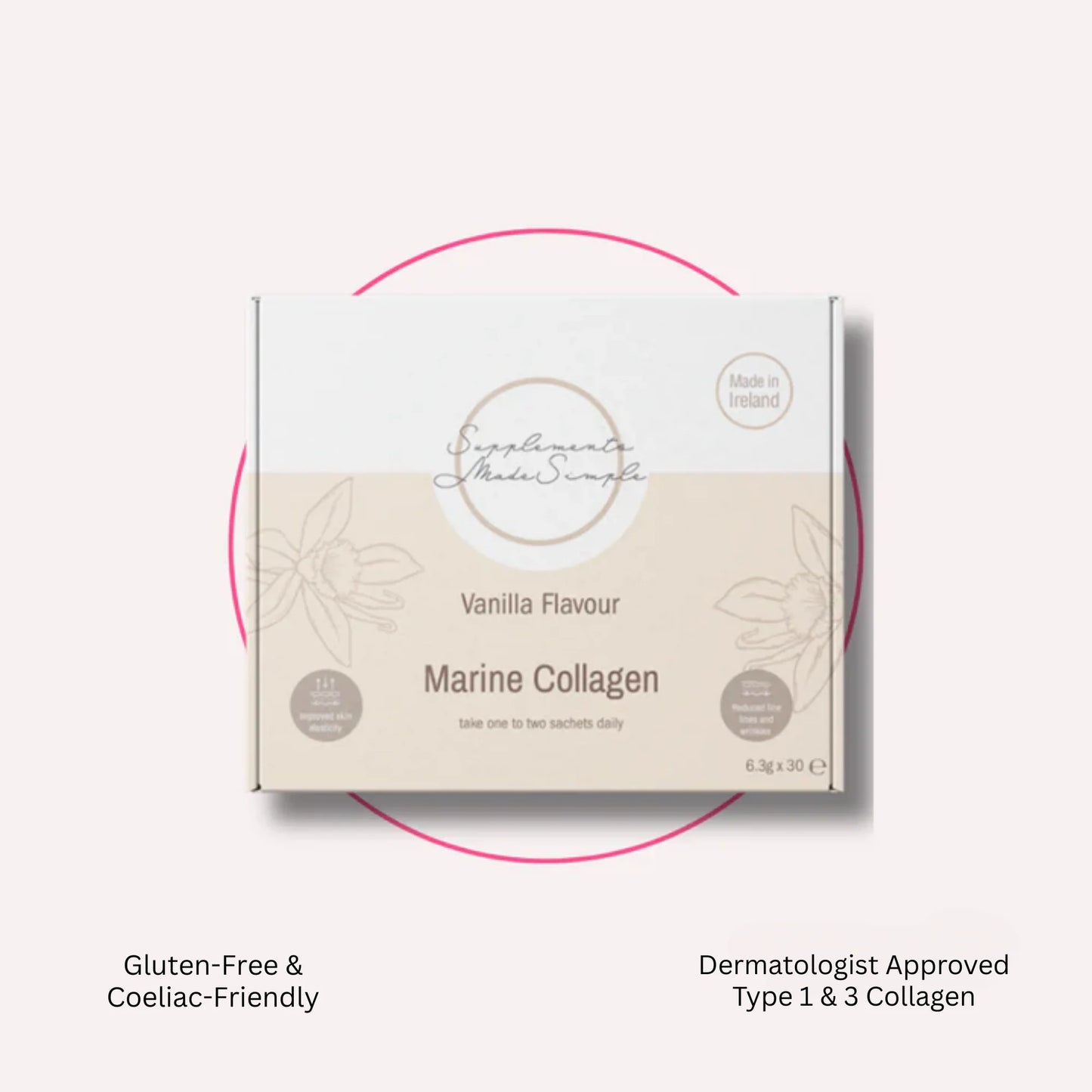 Supplements Made Simple Vanilla Marine Collagen - 30 x Sachets - 5g Collagen per Sachet