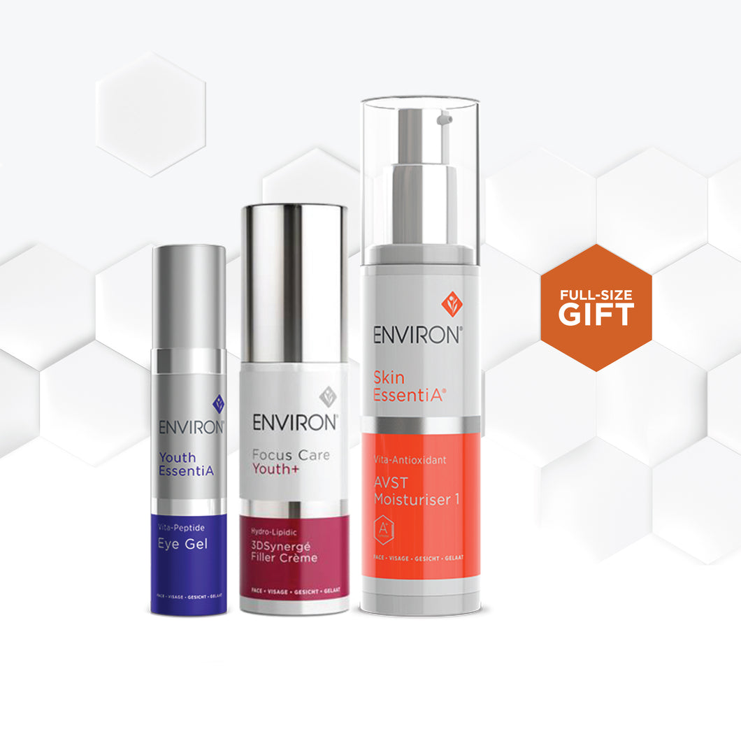 Complimentary Environ AVST with Youth Essentia Eye Gel and 3D Filler Creme