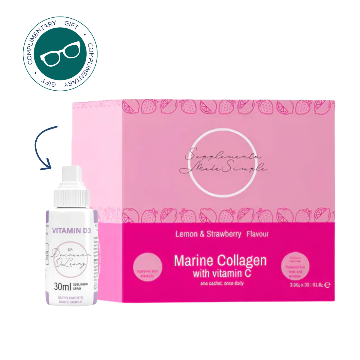 Supplements Made Simple Marine Collagen with Vitamin C & Complimentary Vit D Spray