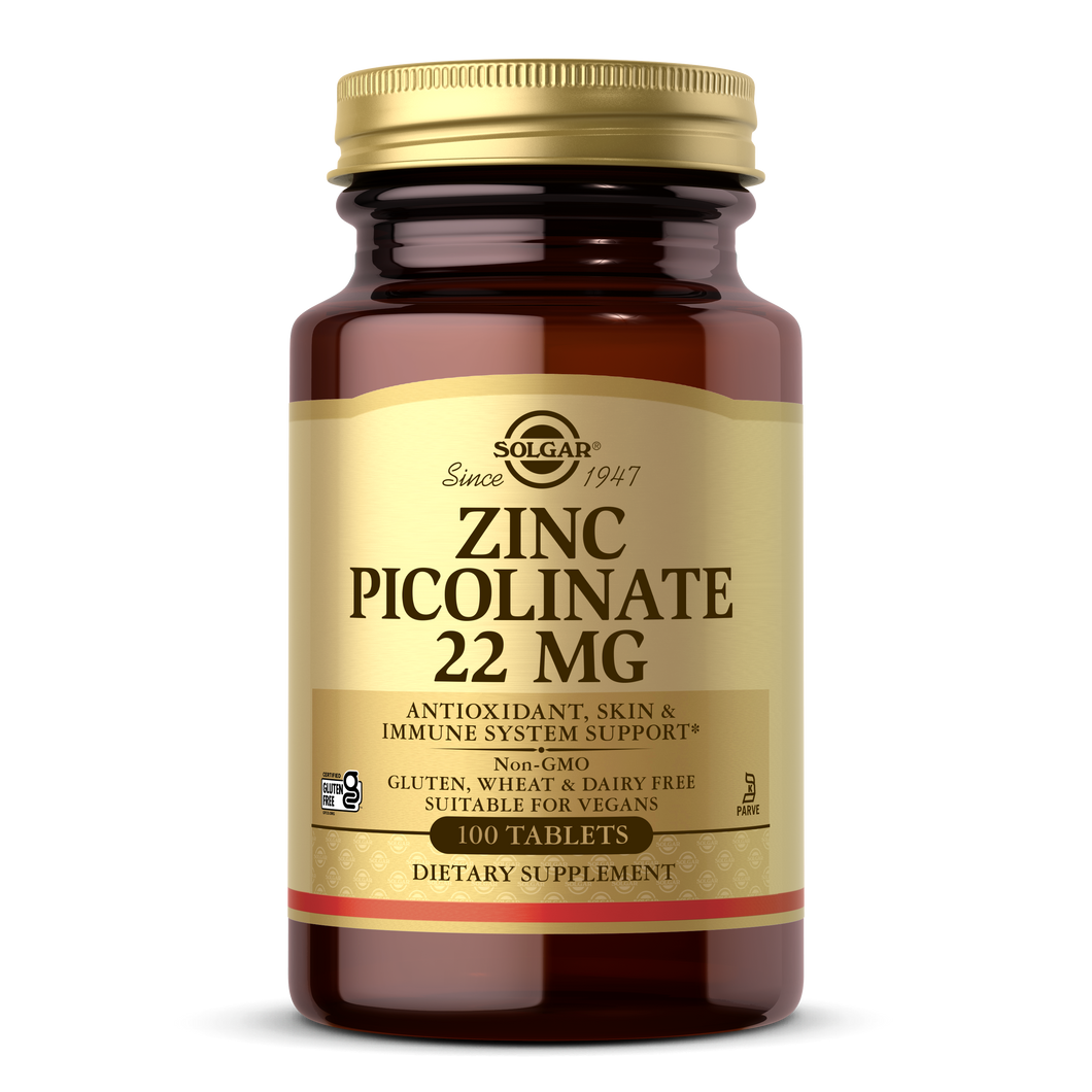 Solgar Zinc Picolinate Supplement 22mg (100 Tablets) 12556223
